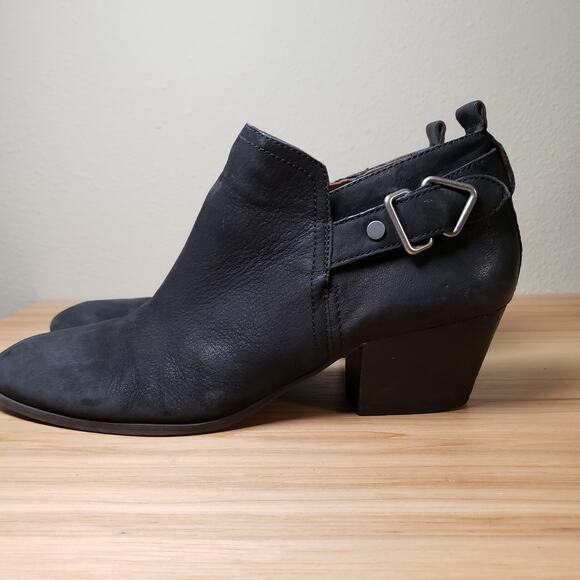 Franco Sarto Shoes - Franco Sarto Women's 10 Garfield Black Suede Western Booties Buckle Ankle Witchy